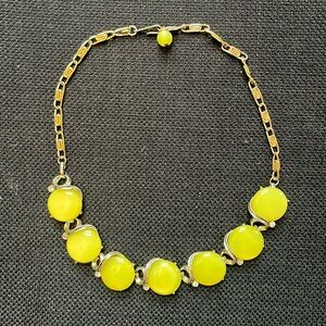 Vintage yellow and gold tone costume jewelry necklace